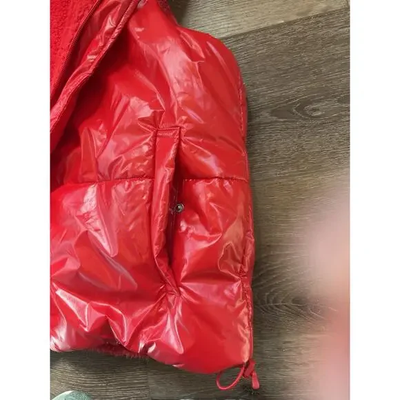 A New Day XL Red Glossy Sherpa Lined Women’s Zip Snap Front - Picture 4 of 7